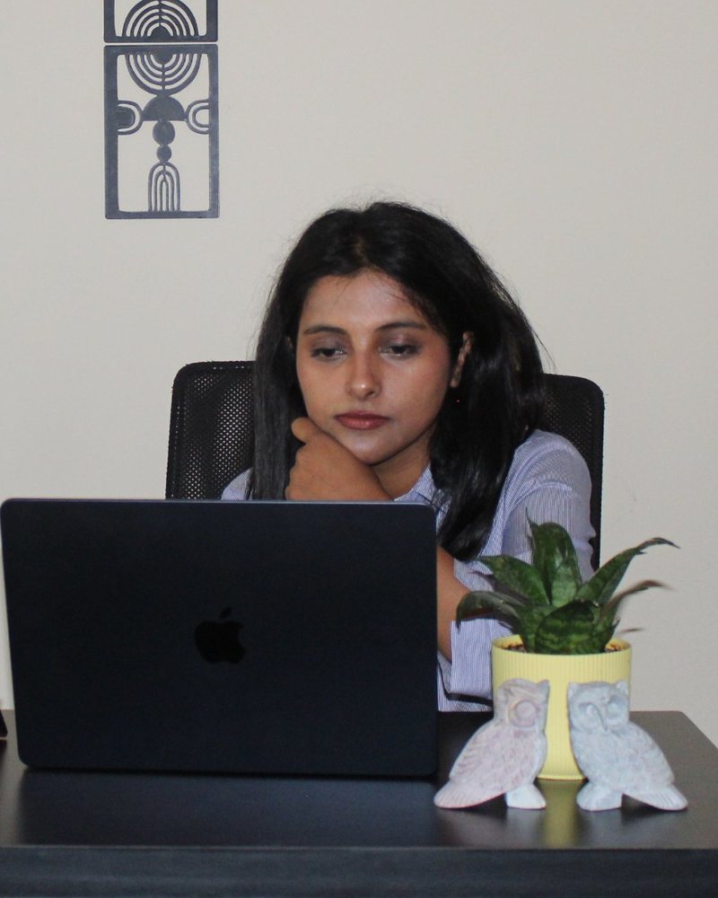 Smita D. Talukdar, founder of Sprout Ecosystem, at her desk